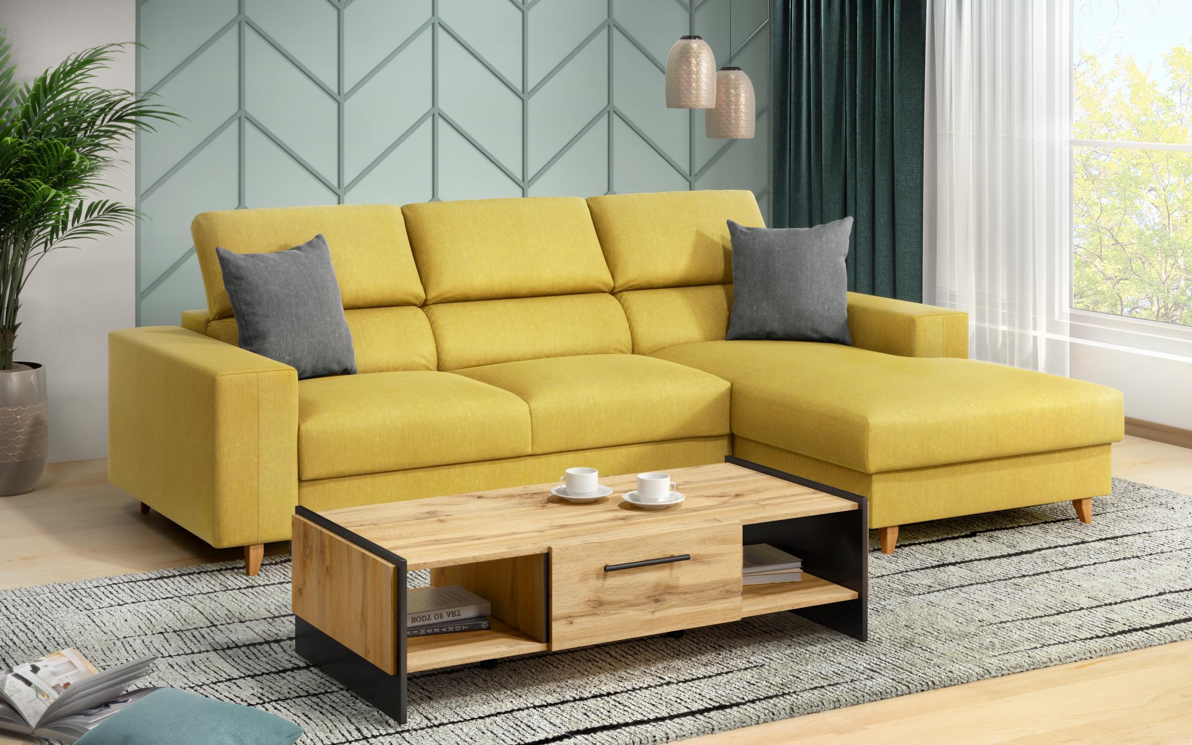 Γωνιακός καναπές Avelino, κίτρινο + γκρι  3